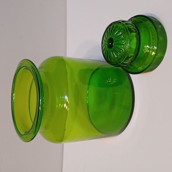 X-LARGE MCM Centerpoint Japan Apple Green Handblown Glass Apothecary Jar w/Lid - Picture 2 of 7